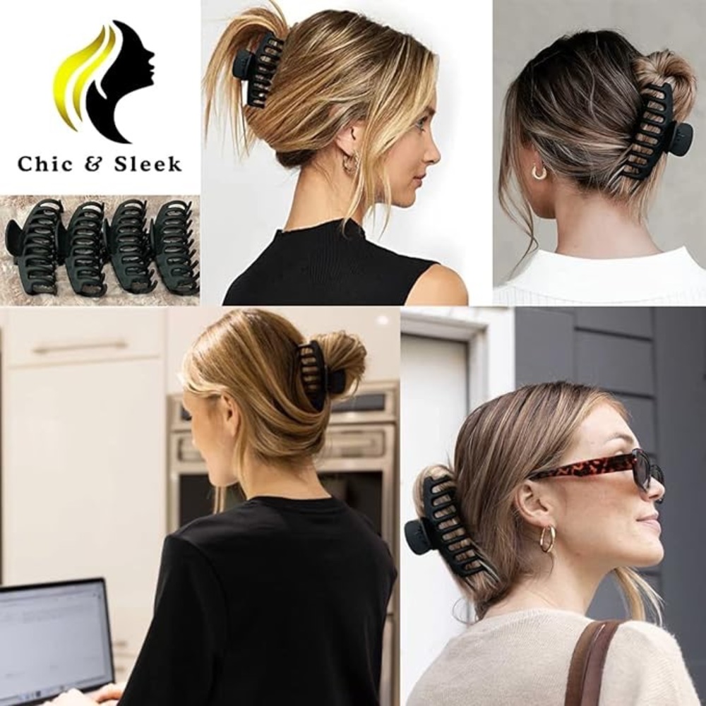 New Hair Claw Clips for Women, Strong Hold Hair Clip for Thick Hair, 4 Inch 4 Pk - Picture 5 of 6